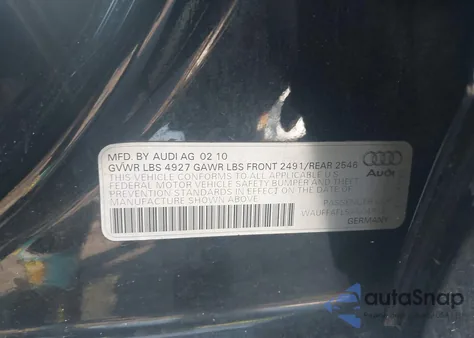 2010 Audi A4 2.0T Premium z USA, uszkodzony, nr VIN WAUFFAFL5AN049132